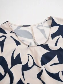 EMERY ROSE Plus Size 2Pcs Set Geometric Pattern, Minimalist Fashion Casual Everyday Wear,Western Wear Women