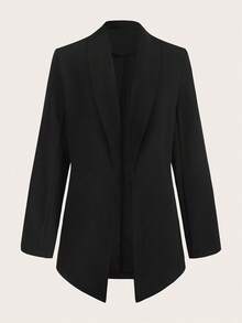 Siren Gaze Shawl Collar Open Front Blazer In Fall/Winter Elegant Formal Black Formal Black - Black - View 3