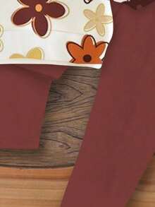 Emery Rose Kids Emery Rose Kids 女婴休闲可爱碎花卫衣和紧身裤两件套服装，柔软厚实圆领长袖套头衫和紧身裤，适合秋冬季 - 彩色 - 查看 7