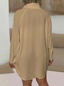 EMERY ROSE Chemise décontractée à manches longues de couleur unie grande taille