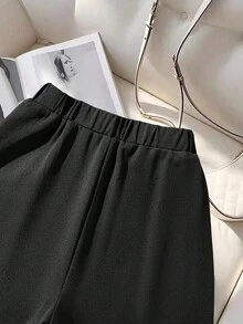 SHEIN Clasi Women's Fashionable & Elegant Lace Trim Elastic Waist Shorts - Black - View 5