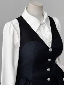 Sunspun Áo khoác Blazer phối viền bèo nhún Color Block thời trang - Nhiều màu - Xem 4