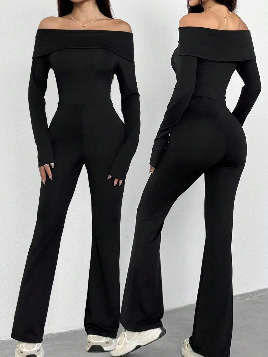 Sparklyn 青少年女孩休闲百搭运动街头风格露肩长袖连体裤