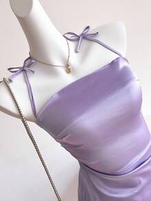 Sweetra Young 少女合身长款吊带伴娘派对礼服