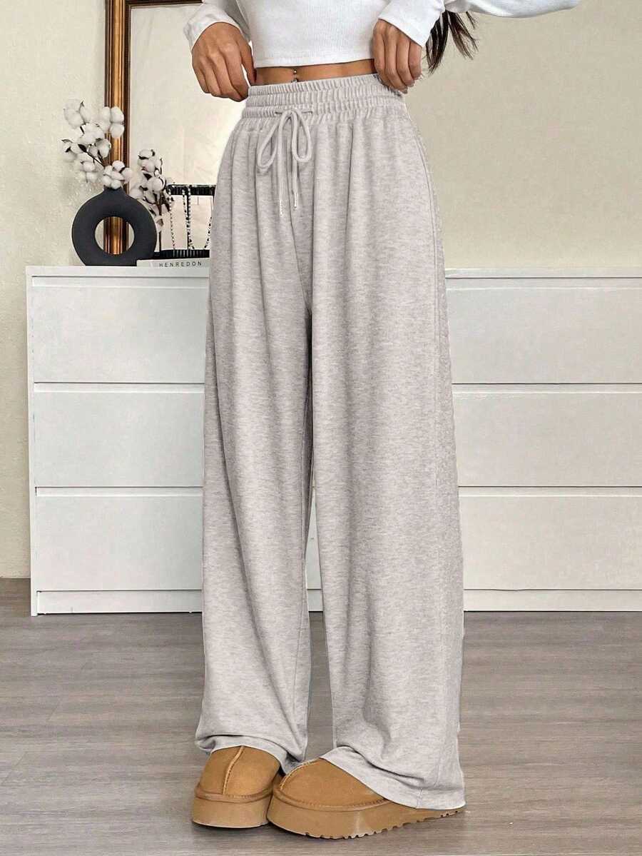 SHEIN EZwear Women's Casual Drawstring Waist Loose Khaki Sweatpants, Summer Business Casual Woman,Cargo Pants Graduation,Back To School Outfits,Graduation,Teacher Outfits For Women,Back To School