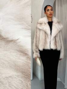 SHEIN SXY Women's Tie-Dye Oversized Lapel Long Sleeve Loose Faux Fur Jacket,Party , Chic ,Faux Fur Coats,Winter,,Fall - White - View 6