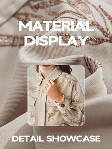 Anewsta 女士秋冬时尚约会之夜刺绣亮片杏色长袖夹克外套 - 杏色 - 查看 4