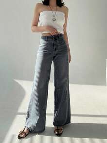 DAZY Women's Washed Light-Colored Long Denim Jeans, All Season - Blue - View 6