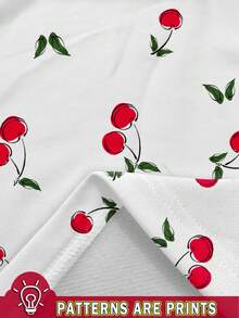 SHEIN EZwear 女款秋冬櫻桃印花不對稱肩設計極簡風衛衣 - 彩色 - 查看 3