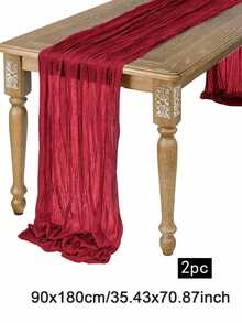 SHEIN 1 件/2 件/5 件 160*200cm/160*300cm 红色纯色纱帘布桌布，家居装饰，婚礼派对背景装饰用品，生日派对餐桌装饰桌布 - 紅色 - 查看 9