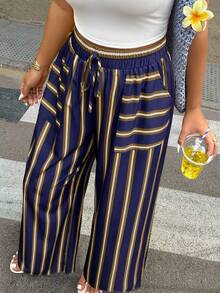 Flirla Women's Striped Print Pants, Random Print