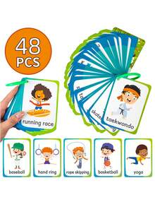 Zazumi 1SET Early Learning Flash Cards For Toddlers Preschool Educational Toys Cognitive Development Activity Games Attention Span Training With Cute Cartoon Images Home Classroom Teaching Aid - Multicolor - View 9