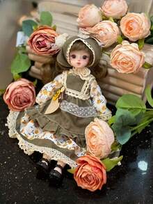 1PC 30cm Forest Fairy Doll Clothes Floral Lace Dress Handmade Detailed BJD SD Doll Outfit Princess Party Wear Girl Collection Gift Spring Photo Prop Not Plush Filled