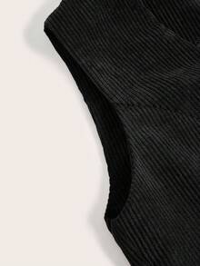 SHEIN EZwear 秋冬女士黑色梭织背心夹克 - 黑色 - 查看 4