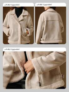 Anewsta 女士时尚宽松外套，秋冬款 - 白色 - 查看 3