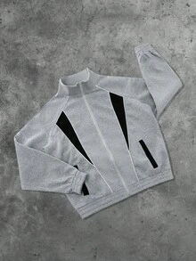 Prep Chaqueta de patchwork con diseño americano de calle para hombre, otoño - Gris Claro - Ver 4