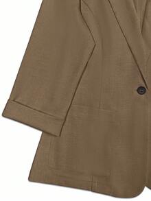 Franclia Women's Casual Solid Color Long Sleeve Blazer Jacket, Autumn - Brown - View 4