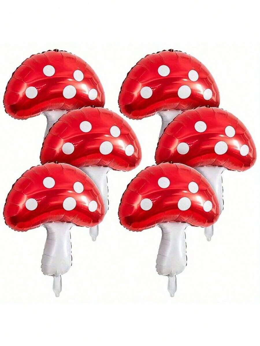 1/3/6/12 件蘑菇铝箔气球蘑菇生日装饰趣味蘑菇派对装饰可爱蘑菇气球森林植物主题气球、毒菌、一岁生日装饰、趣味气球、气球、复活节气球、仙女派对 - 紅色 - 查看 1