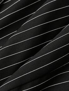 Elamini 1 chiếc váy ngắn cổ vuông tay dài họa tiết sọc đen, viền bèo nhún, thắt nơ, phong cách học sinh tiểu học dành cho nữ, mùa thu/đông, tiệc tùng và ngày lễ tình nhân - màu đen - Xem 4