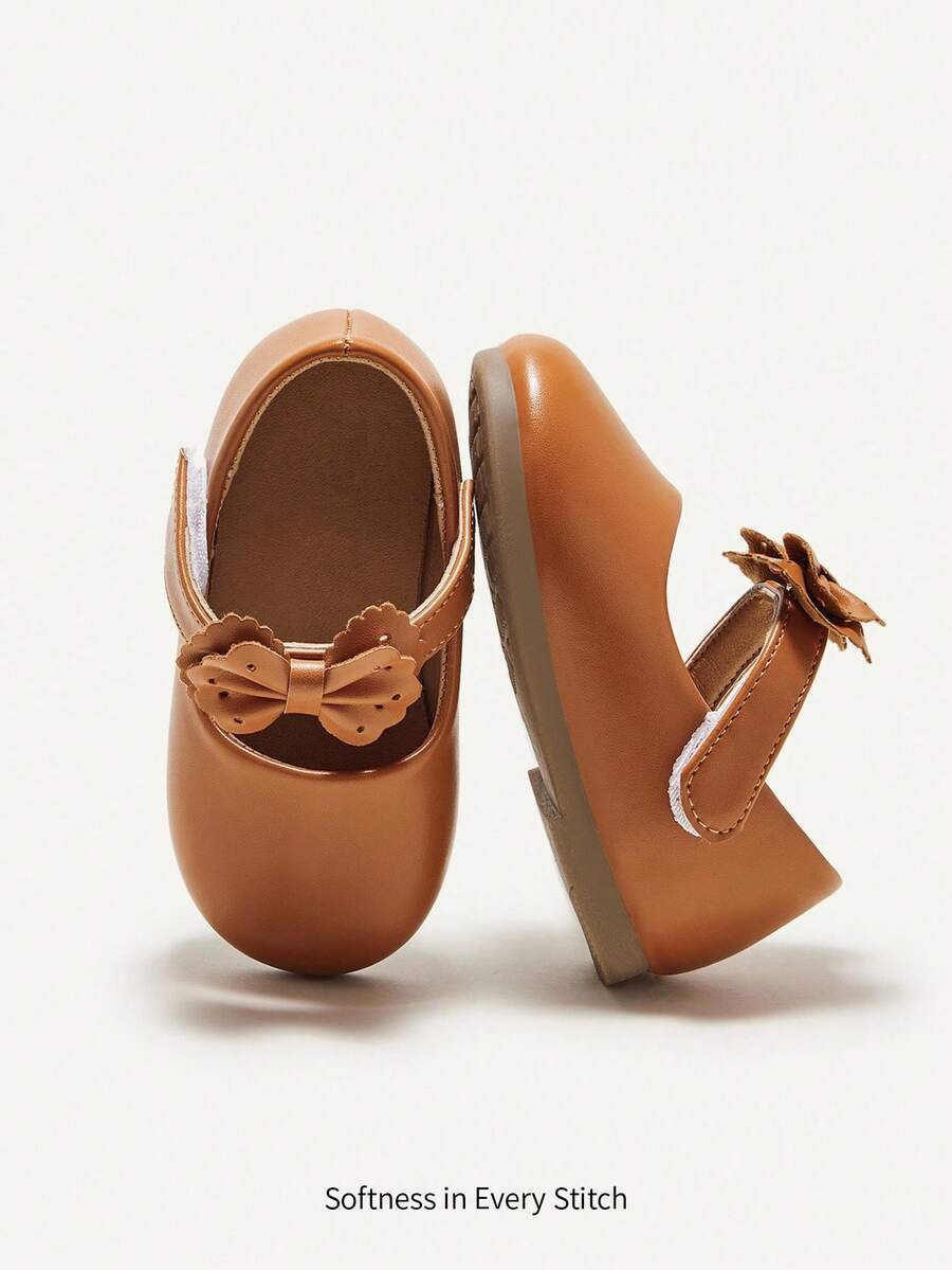 Cozy Pixies 1 Par De Sapatilhas Elegantes Com Laço Para Meninas Para Princesa, Salto Plano, Primavera E Verão - Castanho - Visão 1