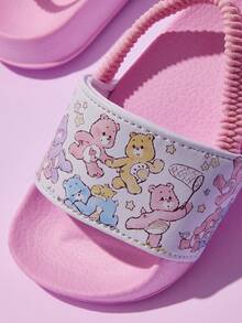 SHEIN X Care Bears Ciabatte da bambina con banda elastica a stelle cartoni animati rosa, ciabatte a scivolo per bambini e neonati con arcobaleno, antiscivolo, asciugatura rapida, in materiale EVA leggero e durevole, adatte per casa, parco giochi, interno ed esterno