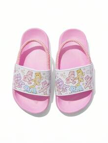 SHEIN X Care Bears Ciabatte da bambina con banda elastica a stelle cartoni animati rosa, ciabatte a scivolo per bambini e neonati con arcobaleno, antiscivolo, asciugatura rapida, in materiale EVA leggero e durevole, adatte per casa, parco giochi, interno ed esterno