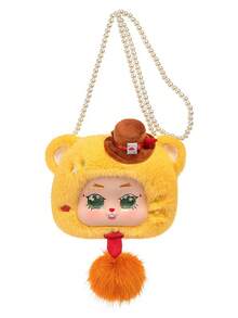 Alice In Wonderland Vinyl Bag - Doll-Style Backpack With Pearl Chain, Kawaii Purse For Girls