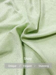 Lyxana Women's New Apricot Cocktail Party Dress, Elegant Slit Back Ruched Waist Sexy Tube Knit Dress, European And American Fashion Formal Dress For Elegant Occasions, Valentine's Day - Mint Green - View 6