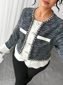Elenzga Elegante, lässige Jacke in Große Größen für anspruchsvolle, reife Damen - Blau-Weiß - Übersicht 5