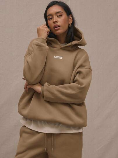 MUSERA Áo hoodie oversized thêu logo và chữ, kiểu dáng thoải mái, năng động, phù hợp cho mùa tựu trường, ấm áp, dễ thương, thường ngày, phong cách đường phố Y2K, tủ đồ cơ bản, trang phục mùa xuân, trang phục sân bay.
