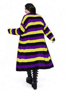 Whyspr New Versatile Casual Multi-Color Loose Fit Long Sleeve Long Cardigan Sweater - Multicolor - View 2