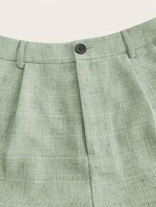 Ellevyn Women's Minimalist Front Button Vest And Shorts Set, Office/Commute Style, Summer - Green - View 8