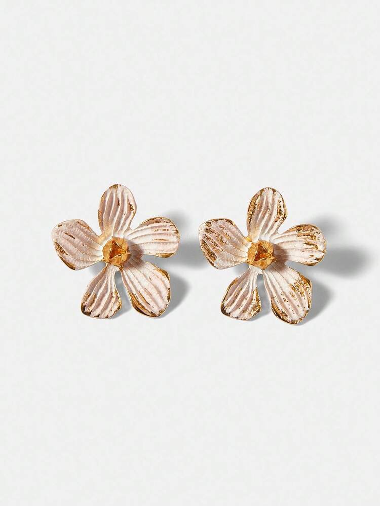Boucles d'oreilles à tige en forme de fleur plaquées or 18 carats