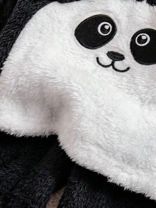2pcs Young Boy Cute Panda Design Fleece Long Pants And Long Sleeve Pajama Set Fall Winter - Multicolor - View 8