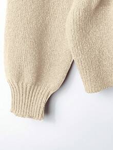 GlowEve Cardigan Wanita Polos Sederhana dengan Hem Asimetris, Musim Gugur/Dingin - Aprikot - View 6
