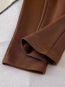 Sparklyn 女孩休闲日常运动棕色长袖连帽拉链连体裤，舒适腰部抽绳简约连体裤，秋季