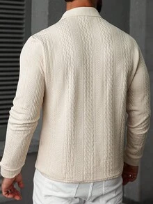 Manfinity CasualCool 男士杏色纹理面料休闲长袖Polo衫，适合日常穿着，是送给男友或丈夫的理想礼物，也适合日常休闲、周末旅行、户外活动、探险旅行、轻松的工作环境或半正式场合，是送给男友/丈夫的礼物，也是周年纪念礼物，秋季必备。 - 杏色 - 查看 2