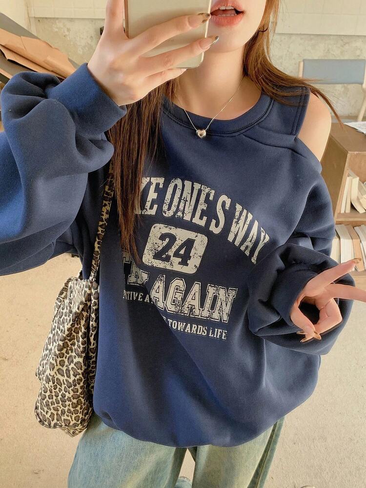 Women Off Shoulder Floral Print Long Sleeve Sweatshirt,Fall Clothes