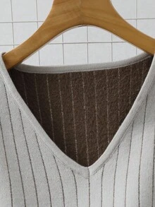 Franclia Damski sweter z prążkowanym dekoltem w serek, swobodny i modny, z podszewką termiczną, z długim rękawem, jesień/zima - Morela - Zobacz 5