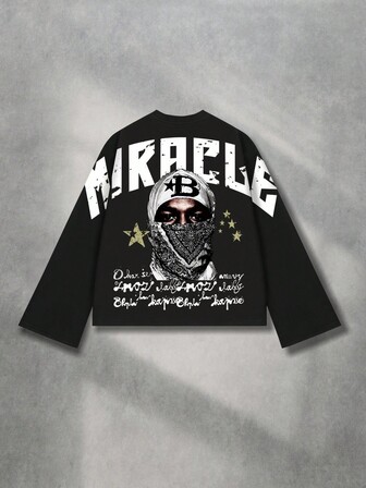 Street Life Maglietta a maniche lunghe da uomo con stampa scura, autunnale