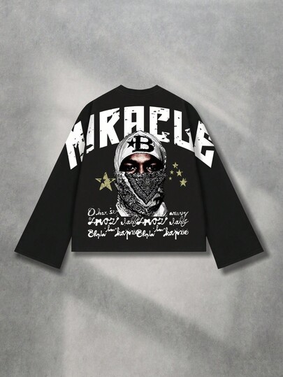 Street Life Men's Street Dark Figure Print Long Sleeve Top, Fall