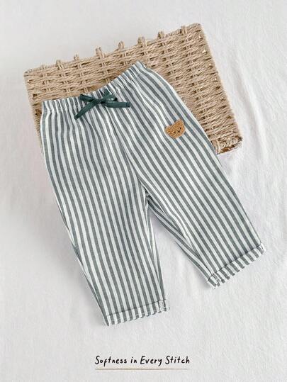 Cozy Pixies 男婴松紧腰休闲裤，带装饰丝带，舒适百搭