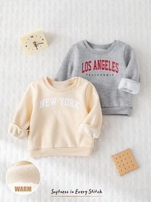 Cozy Pixies 2 件套男婴字母图案针织柔软圆领长袖套头衫套装秋冬 - 卡其色 - 查看 4