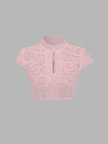 Fairmaia 时尚优雅的德国传统蕾丝领女式衬衫 - 粉色 - 查看 1