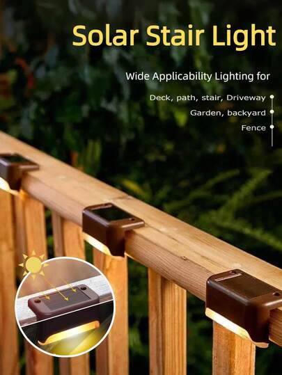4pcs Solar LED Lights, Waterproof Garden Lights, Automatically Illuminating Outdoor Lights, Garden Courtyard Decoration, Suitable For Yards, Stair Railings, Fences, Wall Lighting