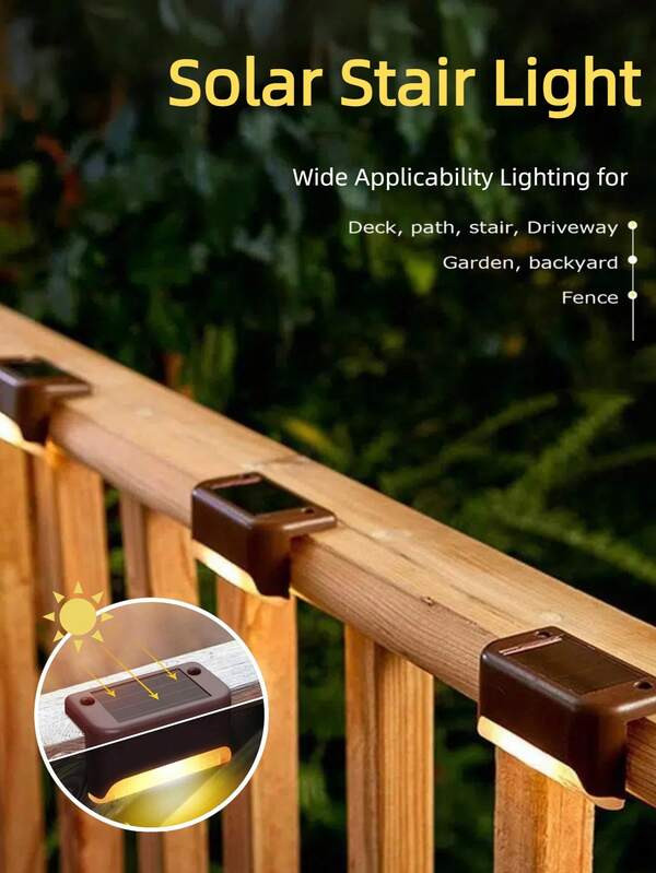 4pcs Solar LED Lights, Waterproof Garden Lights, Automatically Illuminating Outdoor Lights, Garden Courtyard Decoration, Suitable For Yards, Stair Railings, Fences, Wall Lighting