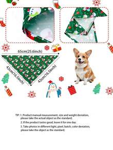 PETSIN 1 件宠物圣诞围巾，格子风格雪花印花，狗流口水围巾，猫围巾，宠物节日装饰，宠物流口水围巾宠物用品 - 聖誕三角巾款2 - 查看 3