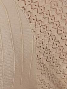 Lacomfia Vestido de punto de talla grande con textura y parches de unicolor para uso casual y de oficina - Gris Claro - Ver 7