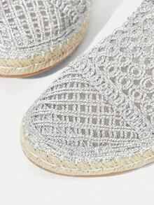 Styleloop 女士休闲平底帆布鞋，适合节日、万圣节、圣诞派对、音乐节、秋季 - 銀色 - 查看 5