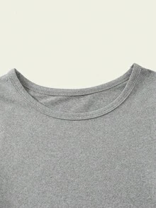 Set de 2 piezas de camiseta de manga larga y camiseta de tirantes de unicolor, suave y cómoda como capa base para niñas - Gris - Ver 7